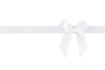 White ribbon bow isolated on white background