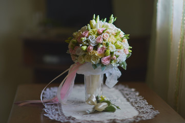 Wonderful wedding luxury bouquet of roses.