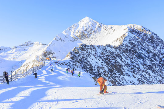 Ski resort on Stubai Glacier in Tyrol, Austria