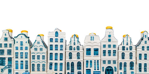 Rows of porcelain Amsterdam canal houses