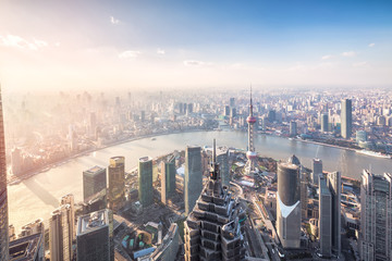 Naklejka premium Aerial View of Shanghai Cityscape