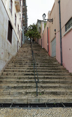 Lisbon street with stairs, Portugal