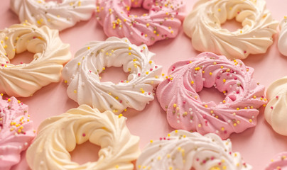 colourful cookies on pink backgroung