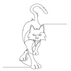 Cat one line drawing, continuous line.