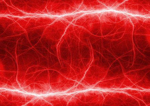 Red plasma lightning, abstract electric background