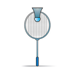 isolated badminton racket and shuttlecock vector drawing