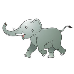 happy baby elephant  running vector cartoon