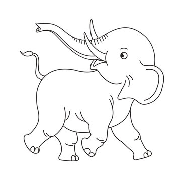 black outline baby elephant running happily vector cartoon Stock Vector |  Adobe Stock