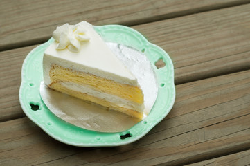 Still life, Vanilla cake on table.