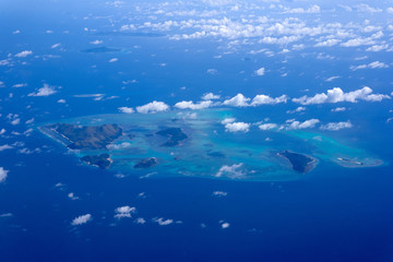 Beautiful aerial view of the islands from the plane