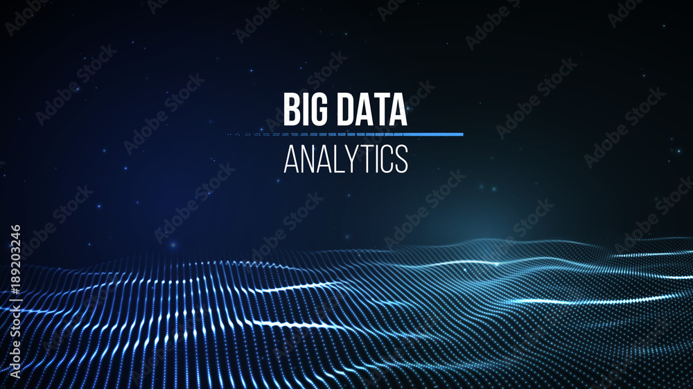 Poster big data visualization. background 3d .big data connection background. cyber technology ai tech wire