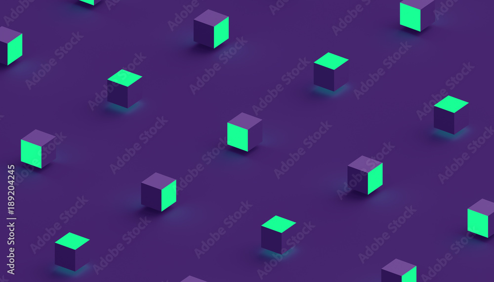 Poster abstract 3d rendering of geometric shapes. computer generated minimalistic background with cubes. mo