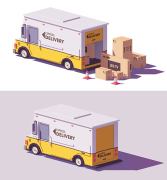 Vector low poly delivery van