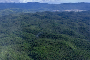 Beautiful aerial view of the jungles from the plane