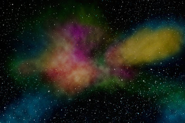 Abstract space background. Digital illustration. Stars and beautiful nebula.