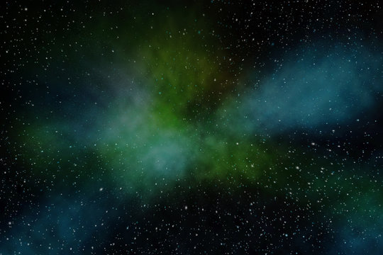 Abstract space. Digital illustration. Stars and beautiful nebula.