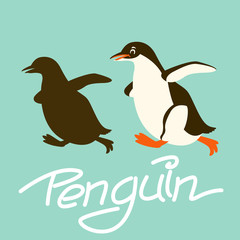 Fototapeta premium penguin vector illustration flat style black silhouette