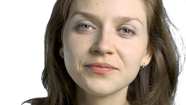 Looking at camera caucasian woman