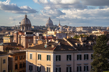 Fototapeta na wymiar Panorama view of Rome with St Peter Cathedral