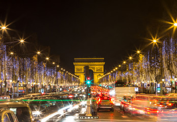 Fototapeta na wymiar Arch of Triumph and Champs Elysees, Paris