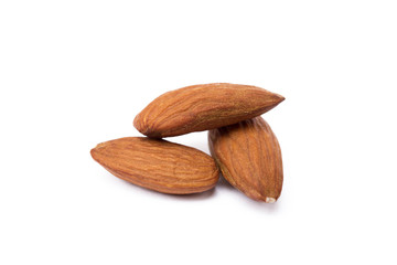 Fresh healty almond  isolated on white background