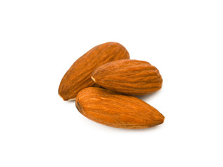 Fresh healty almond  isolated on white background
