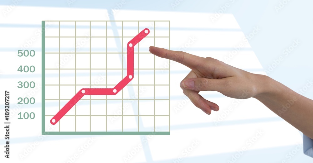 Aufkleber hand pointing with grid chart statistics