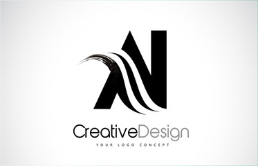 AI A I Creative Brush Black Letters Design With Swoosh