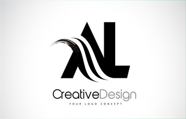 AL A L Creative Brush Black Letters Design With Swoosh