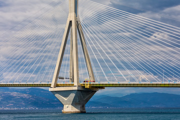 Obraz premium View of suspension bridge Rio-Antirio in Greece