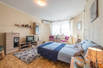 Bedroom in small and modern apartment