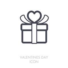 Gift box sign icon. Present with heart love symbol