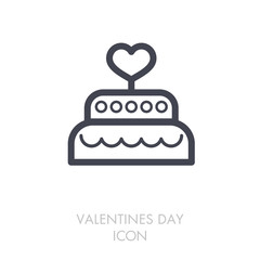 Wedding cake dessert with heart vector icon