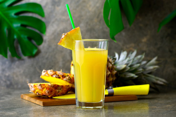 Pineapple freshly squeezed juice in a glass