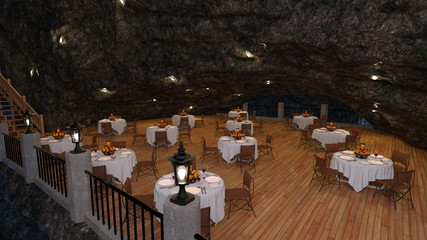 3D CG rendering洞窟レストラン