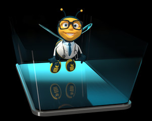 Bee on a phone - 3D Illustration