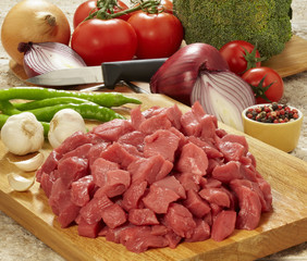 Fresh raw meat on cutting board