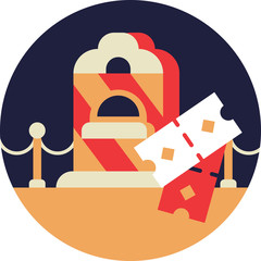 Cinema Ticket Office Icon in Flat Style