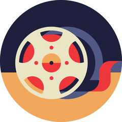 Film Bobbin Icon in Flat Style