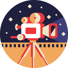 Movie Camera Icon in Flat Style