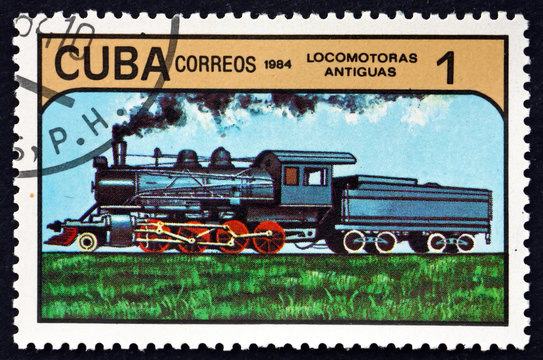 Postage stamp Cuba 1984 early locomotive