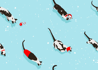 Siamese Cat Pattern New Year Right Snowy