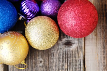 Beautiful colored Christmas toys on the tree 