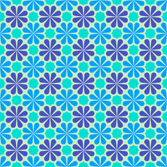 Vector colored geometric seamless pattern in blue, Indigo and violet. For printing on textiles, glass, ceramics.