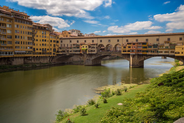 FLORENCE (FIRENZE), JULY 28, 2017 - View of Ponte Vecchio in Florence (Firenze), Tuscany, Italy.
