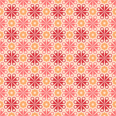 Vector colored seamless geometric pattern in red, yellow and pink. For printing on textiles, glass, ceramics.