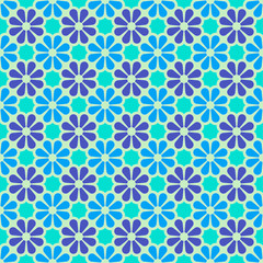 Vector colored geometric seamless pattern in blue, Indigo and violet. For printing on textiles, glass, ceramics.