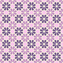 Colored geometric vector seamless pattern in purple and pink tones. For printing on textiles, glass, ceramics.