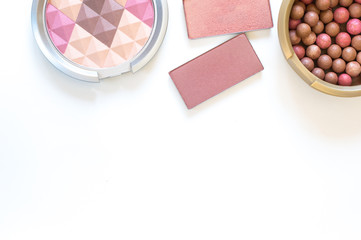 Brush for blush and blush on a white background