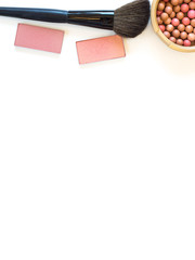 Brush for blush and blush on a white background